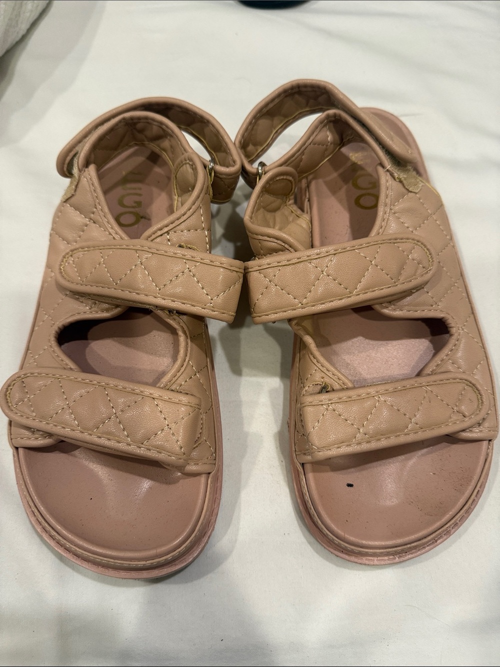 Quilted Strap Sandals in Blush Pink